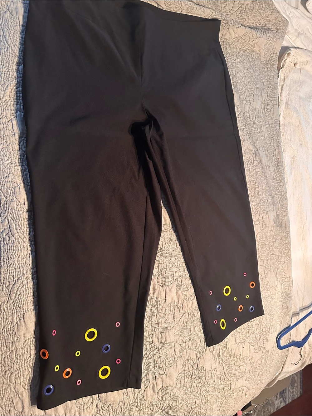 Women’s Black Capris with Colorful Ring Accents